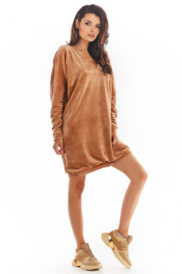 Beige Daydress in Day Dresses with Polyester and Spandex