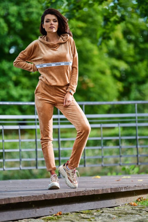 Beige Tracksuit Trousers in Women`s Tracksuit Bottoms, Sports Pants with Polyester and Spandex