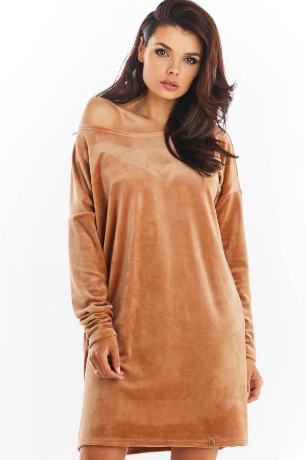 Beige Daydress in Day Dresses with Polyester and Spandex