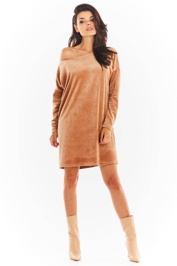 Beige Daydress in Day Dresses with Polyester and Spandex
