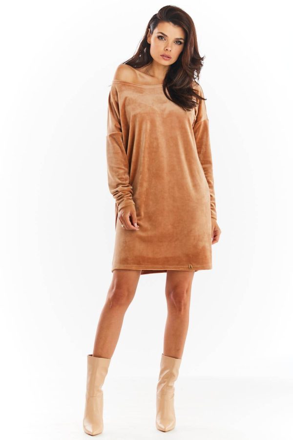 Beige Daydress in Day Dresses with Polyester and Spandex