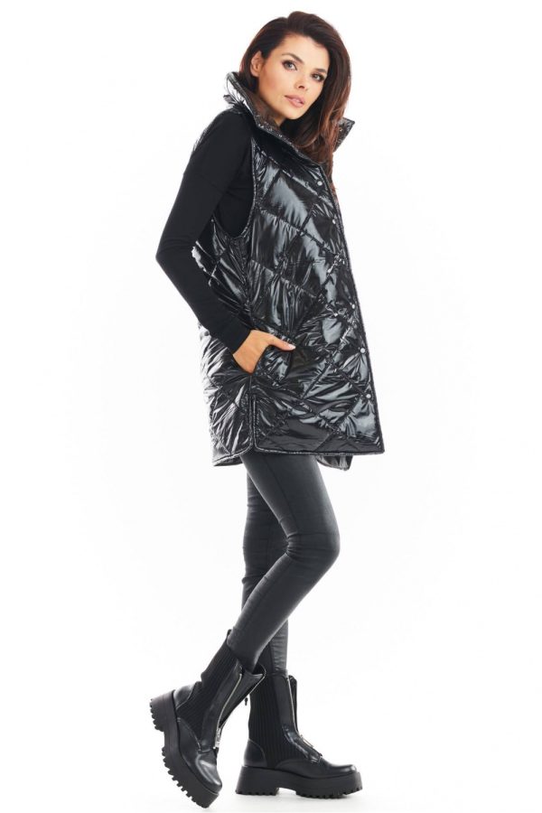 Black Gilet in Women`s Coats, Jackets with Polyester