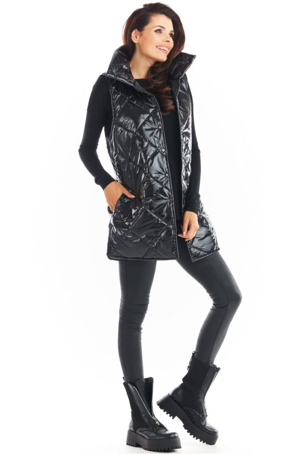 Black Gilet in Women`s Coats, Jackets with Polyester