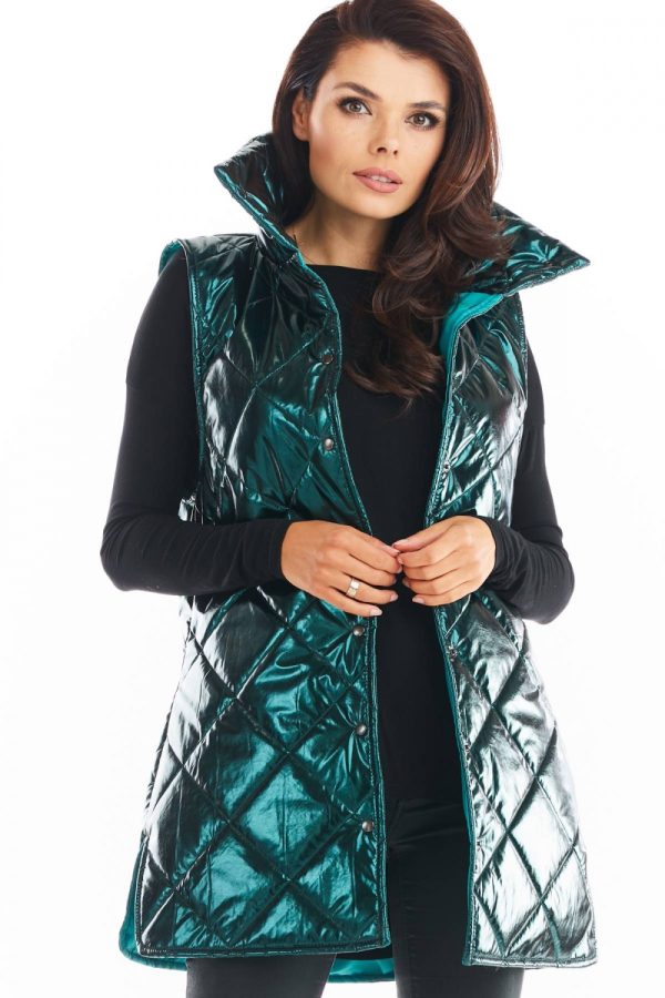 Green Gilet in Women`s Coats, Jackets with Polyester