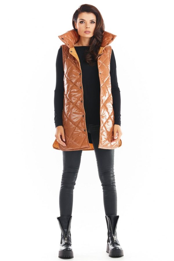 Beige Gilet in Women`s Coats, Jackets with Polyester
