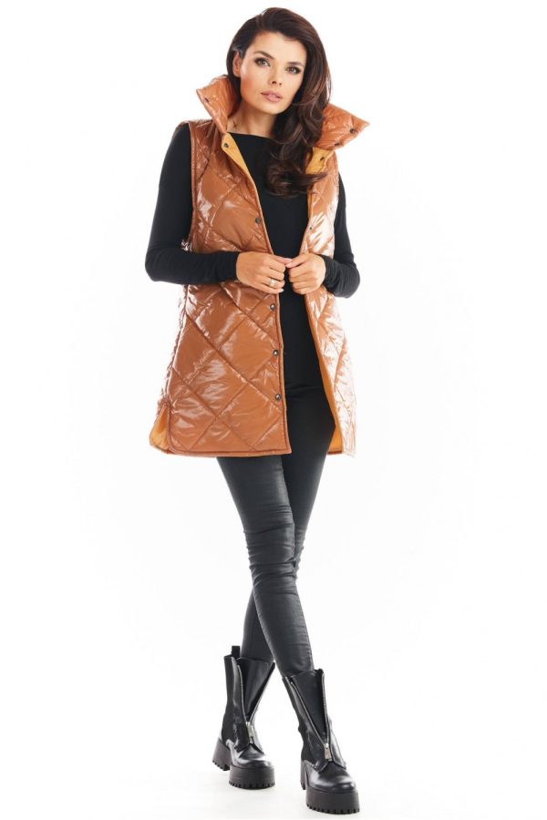 Beige Gilet in Women`s Coats, Jackets with Polyester