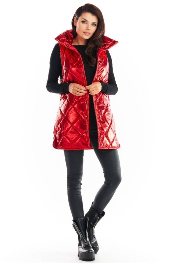 Red Gilet in Women`s Coats, Jackets with Polyester