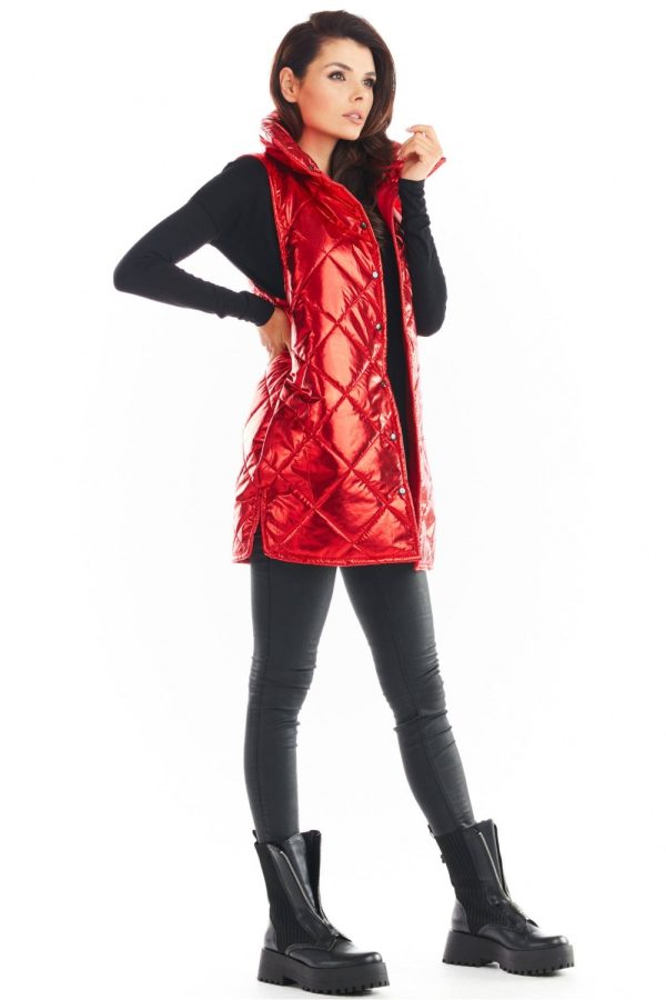 Red Gilet in Women`s Coats, Jackets with Polyester