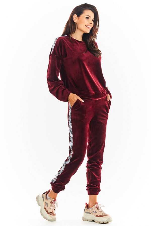 Red Tracksuit Trousers in Women`s Tracksuit Bottoms, Sports Pants with Polyester and Spandex