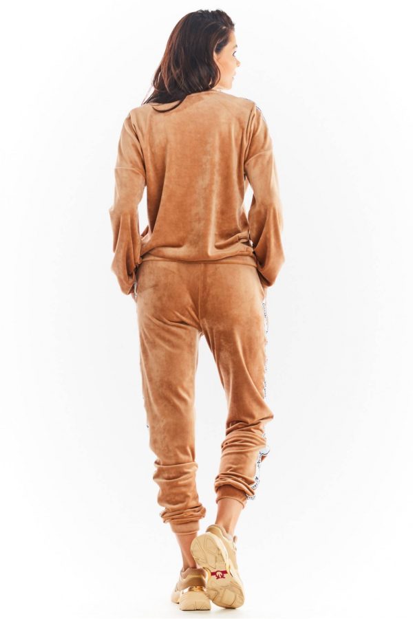 Beige Tracksuit Trousers in Women`s Tracksuit Bottoms, Sports Pants with Polyester and Spandex