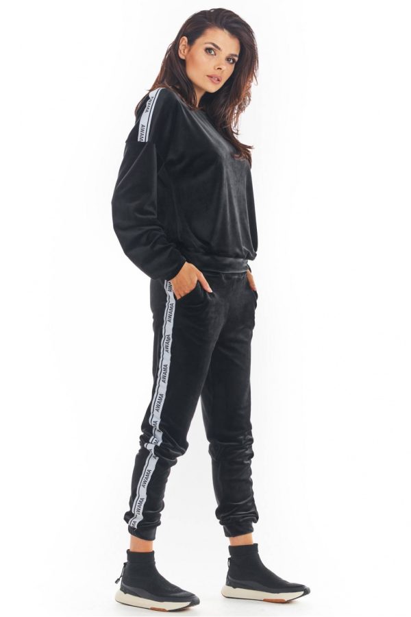 Black Tracksuit Trousers in Women`s Tracksuit Bottoms, Sports Pants with Polyester and Spandex