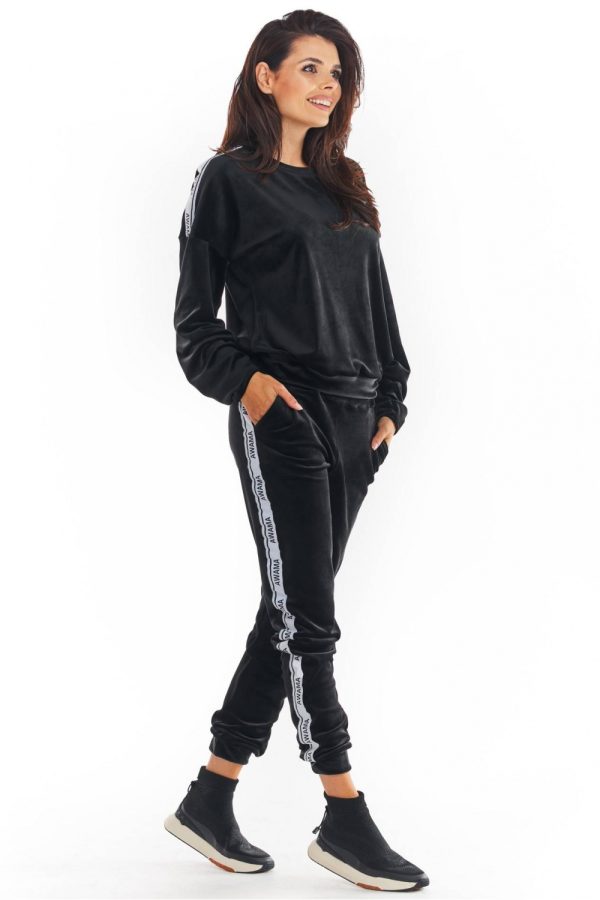 Black Tracksuit Trousers in Women`s Tracksuit Bottoms, Sports Pants with Polyester and Spandex