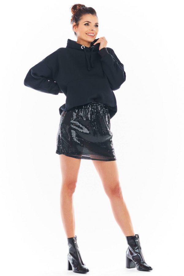 Black Short Skirt in Skirts with Spandex and Polyester