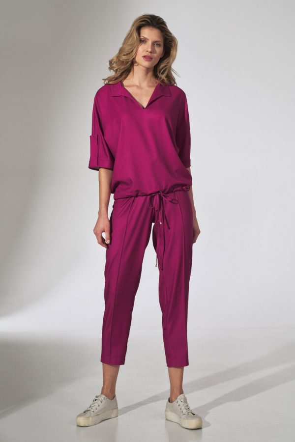 Violet Women Trousers in Pants, Trousers, Shorts with Spandex and Viscose