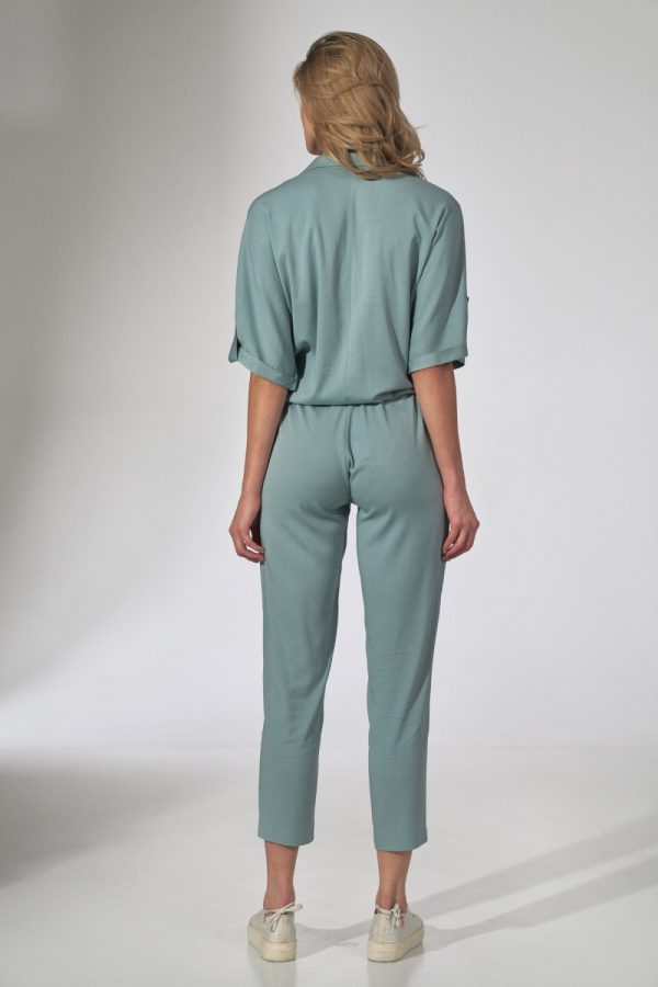 Green Women Trousers in Pants, Trousers, Shorts with Spandex and Viscose