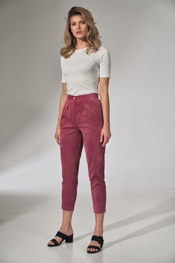 Pink Women Trousers in Pants, Trousers, Shorts with Spandex, Nylon and Polyester