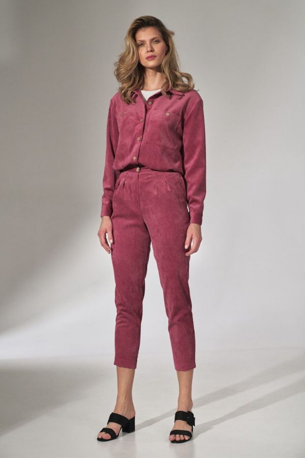 Pink Women Trousers in Pants, Trousers, Shorts with Spandex, Nylon and Polyester