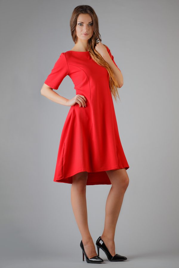 Red Daydress in Day Dresses with Cotton, Spandex and Polyester