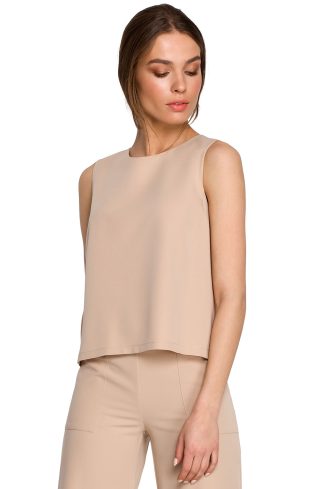 Beige Blouse in Women`s Blouses, Tunics with Spandex, Polyester and Viscose