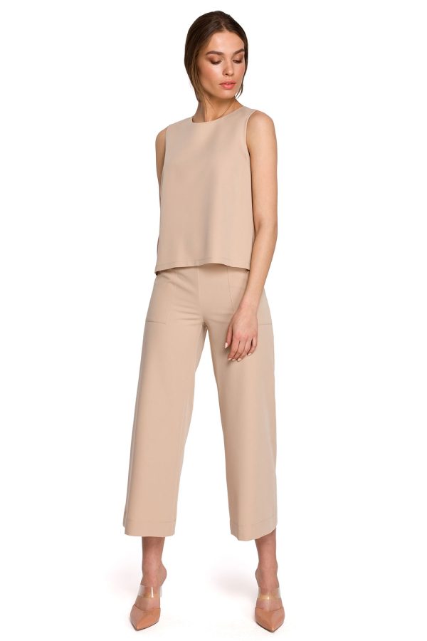 Beige Blouse in Women`s Blouses, Tunics with Spandex, Polyester and Viscose
