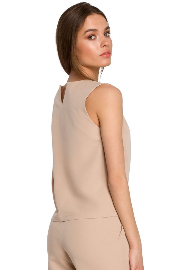 Beige Blouse in Women`s Blouses, Tunics with Spandex, Polyester and Viscose