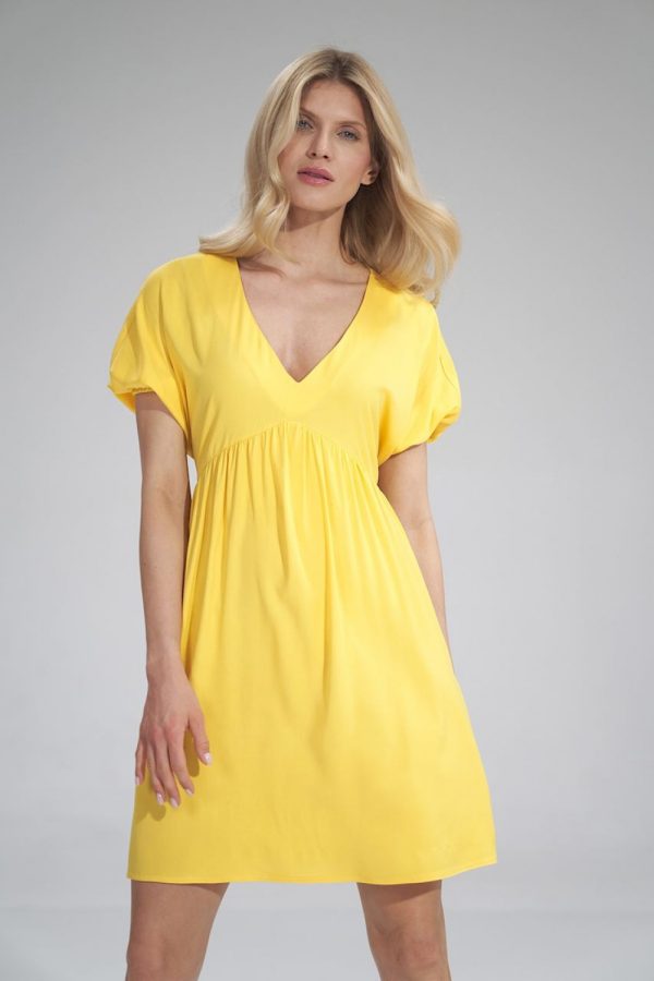 Yellow Daydress in Day Dresses with Spandex and Viscose