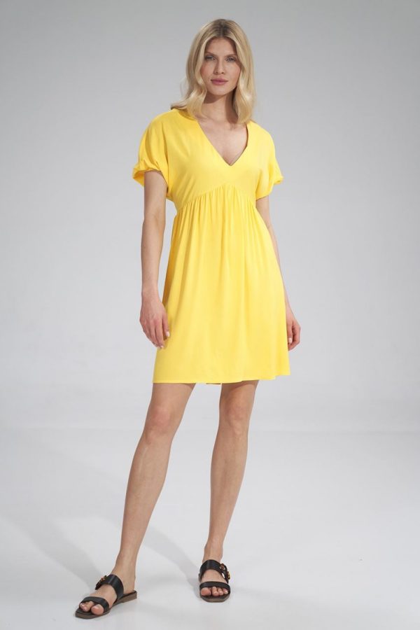 Yellow Daydress in Day Dresses with Spandex and Viscose