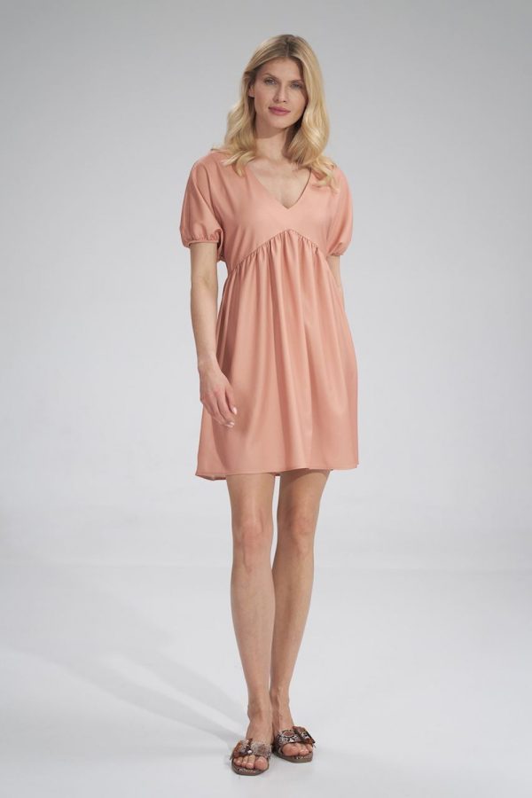 Orange Daydress in Day Dresses with Spandex and Viscose