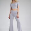 Grey Women Trousers in Pants, Trousers, Shorts with Spandex and Viscose