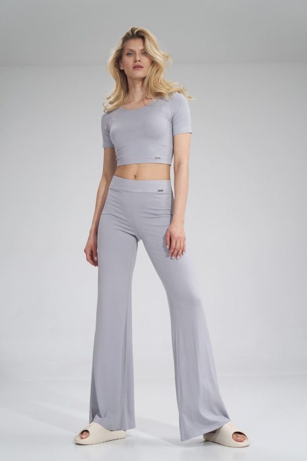 Grey Women Trousers in Pants, Trousers, Shorts with Spandex and Viscose