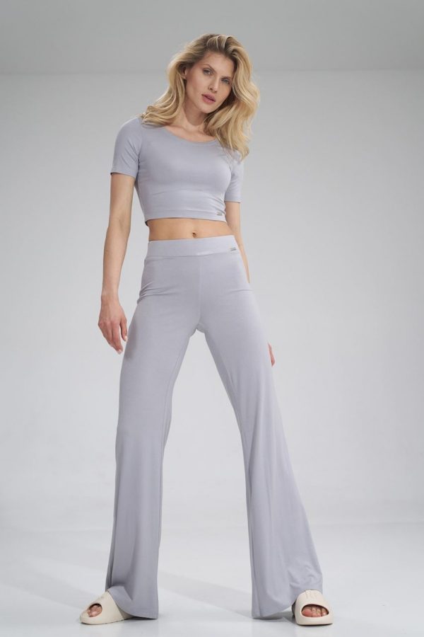 Grey Women Trousers in Pants, Trousers, Shorts with Spandex and Viscose
