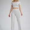 Grey Women Trousers in Pants, Trousers, Shorts with Spandex and Viscose