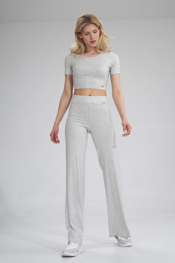 Grey Women Trousers in Pants, Trousers, Shorts with Spandex and Viscose