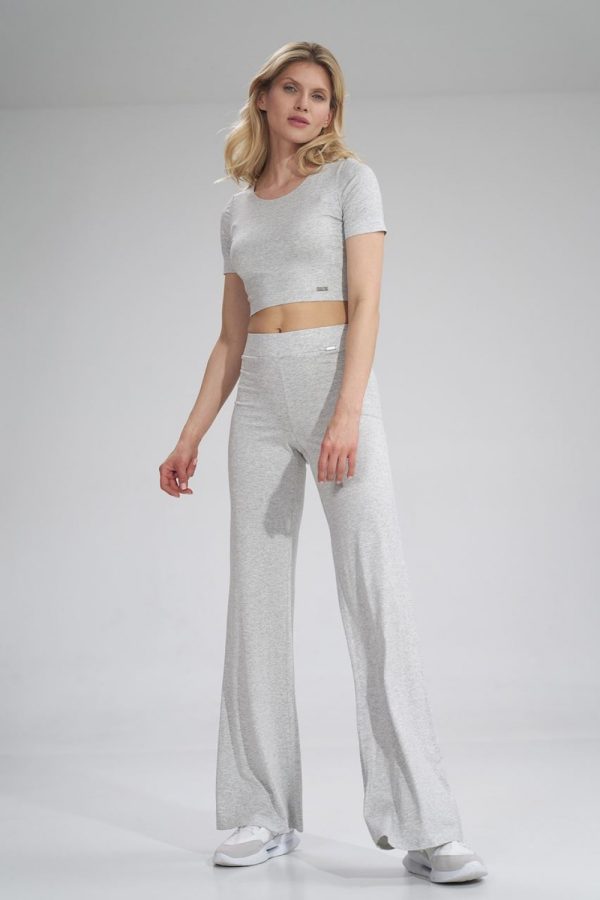 Grey Women Trousers in Pants, Trousers, Shorts with Spandex and Viscose