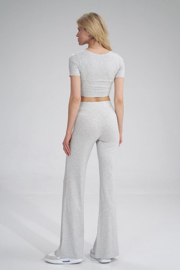 Grey Women Trousers in Pants, Trousers, Shorts with Spandex and Viscose