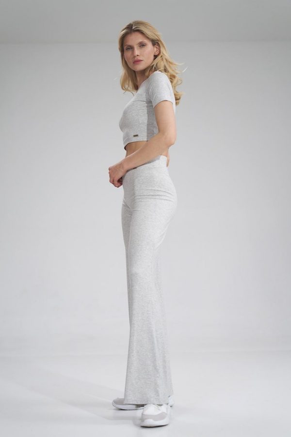 Grey Women Trousers in Pants, Trousers, Shorts with Spandex and Viscose
