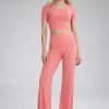 Pink Women Trousers in Pants, Trousers, Shorts with Spandex and Viscose