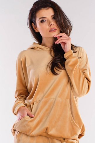 Beige Sweatshirt in Sweatshirts For Women with Polyester and Spandex