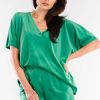 Green Shorts in Shorts For Women, Crop Pants with Polyester and Spandex