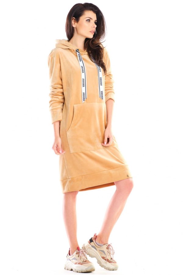 Beige Daydress in Day Dresses with Spandex and Polyester