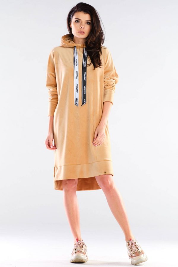 Beige Daydress in Day Dresses with Spandex and Polyester