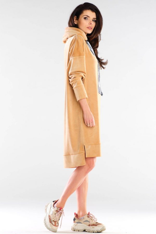 Beige Daydress in Day Dresses with Spandex and Polyester
