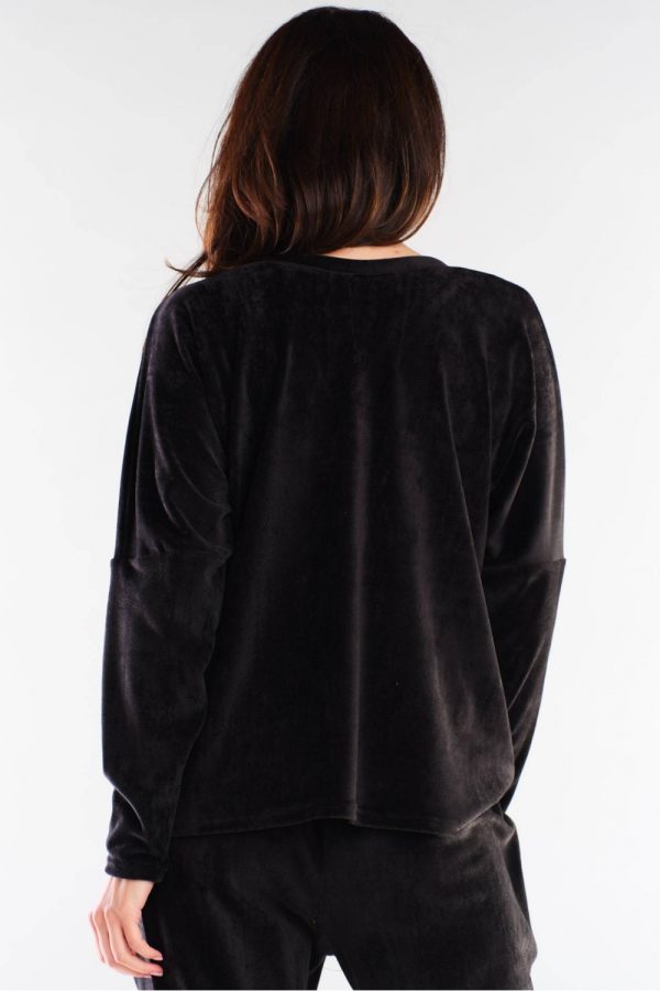 Black Sweatshirt in Sweatshirts For Women with Polyester and Spandex