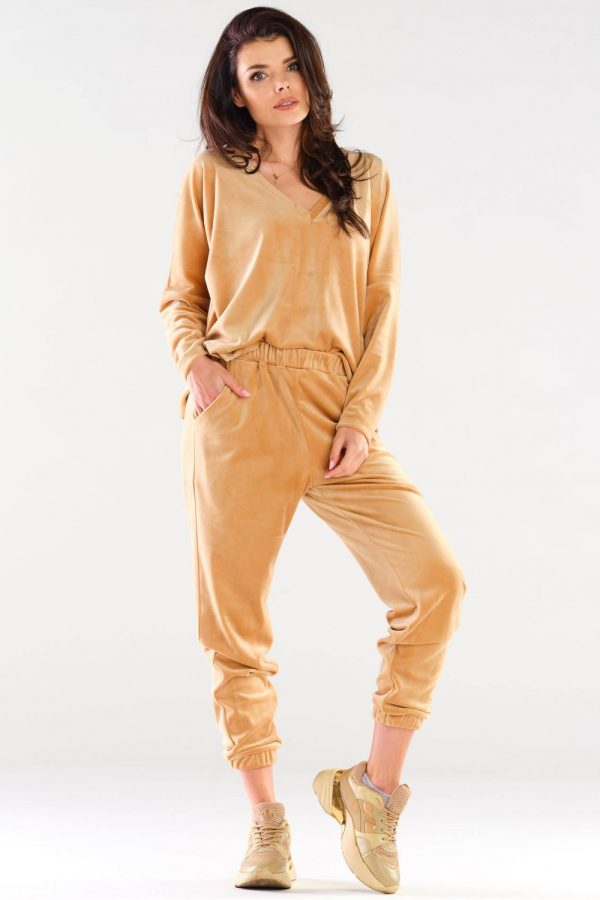 Beige Sweatshirt in Sweatshirts For Women with Polyester and Spandex