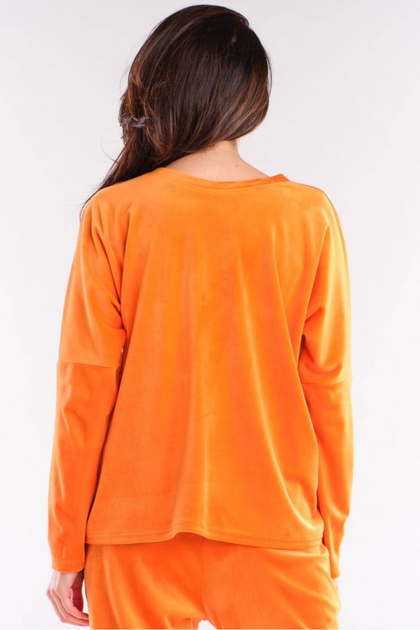 Orange Sweatshirt in Sweatshirts For Women with Polyester and Spandex