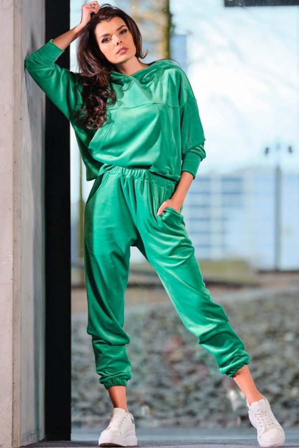 Green Sweatshirt in Sweatshirts For Women with Polyester and Spandex