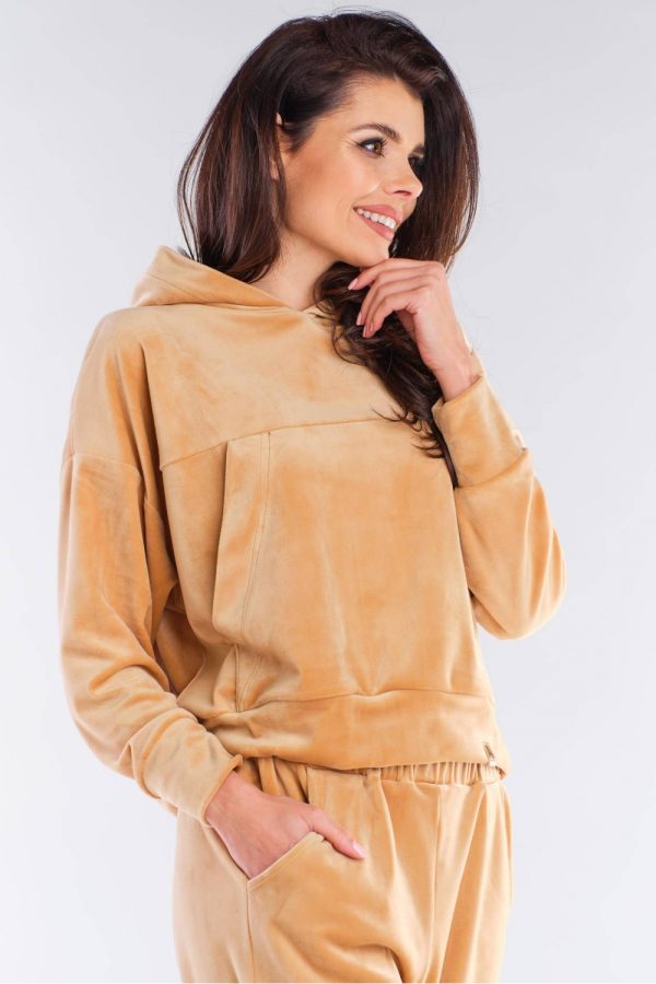 Beige Sweatshirt in Sweatshirts For Women with Polyester and Spandex