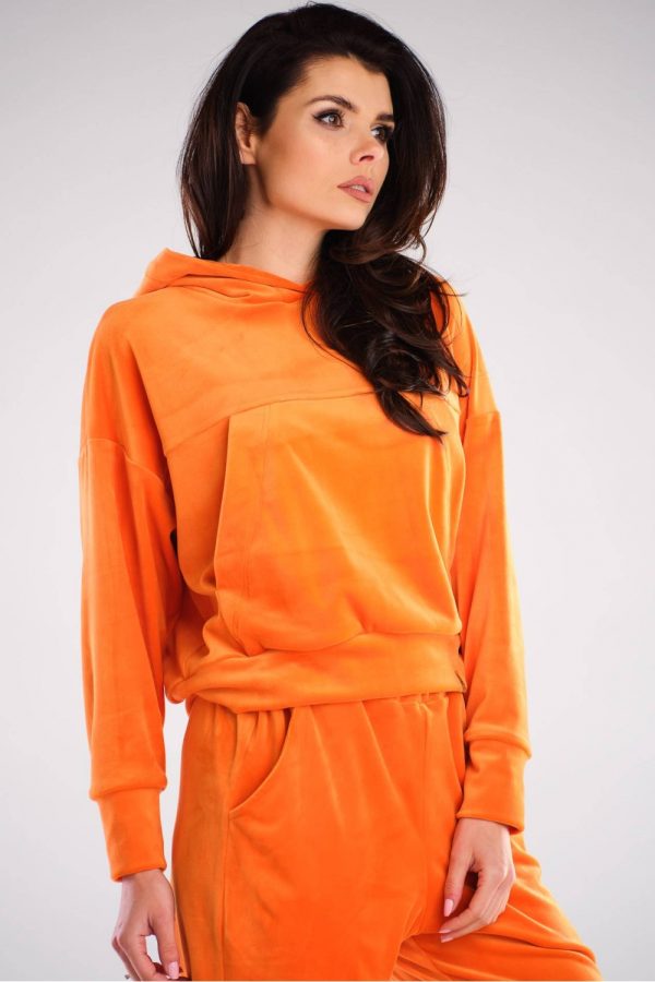 Orange Sweatshirt in Sweatshirts For Women with Polyester and Spandex