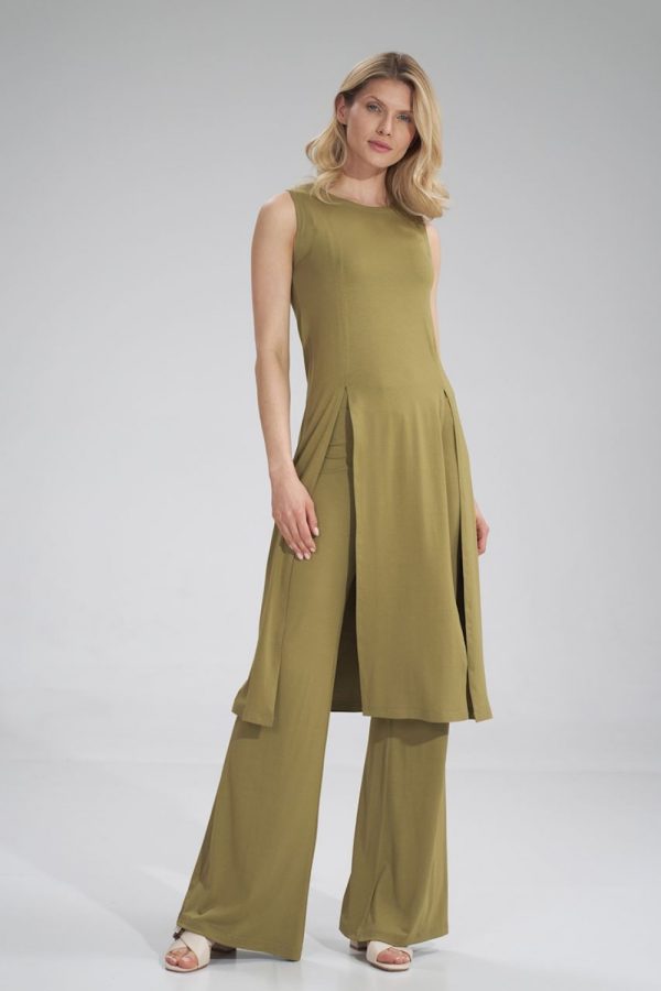 Green Tunic in Women`s Blouses, Tunics with Spandex and Viscose