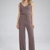 Brown Suit in Playsuits For Women with Spandex and Viscose